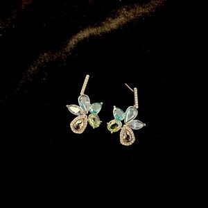 Swarovski  Earrings with Blue and Green Crystals